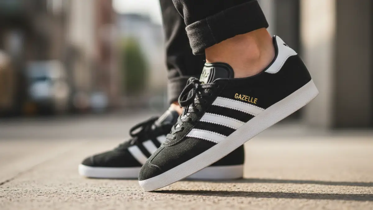 歩行時のadidasガゼルのフィット感と中足部のホールド感が分かる画像
