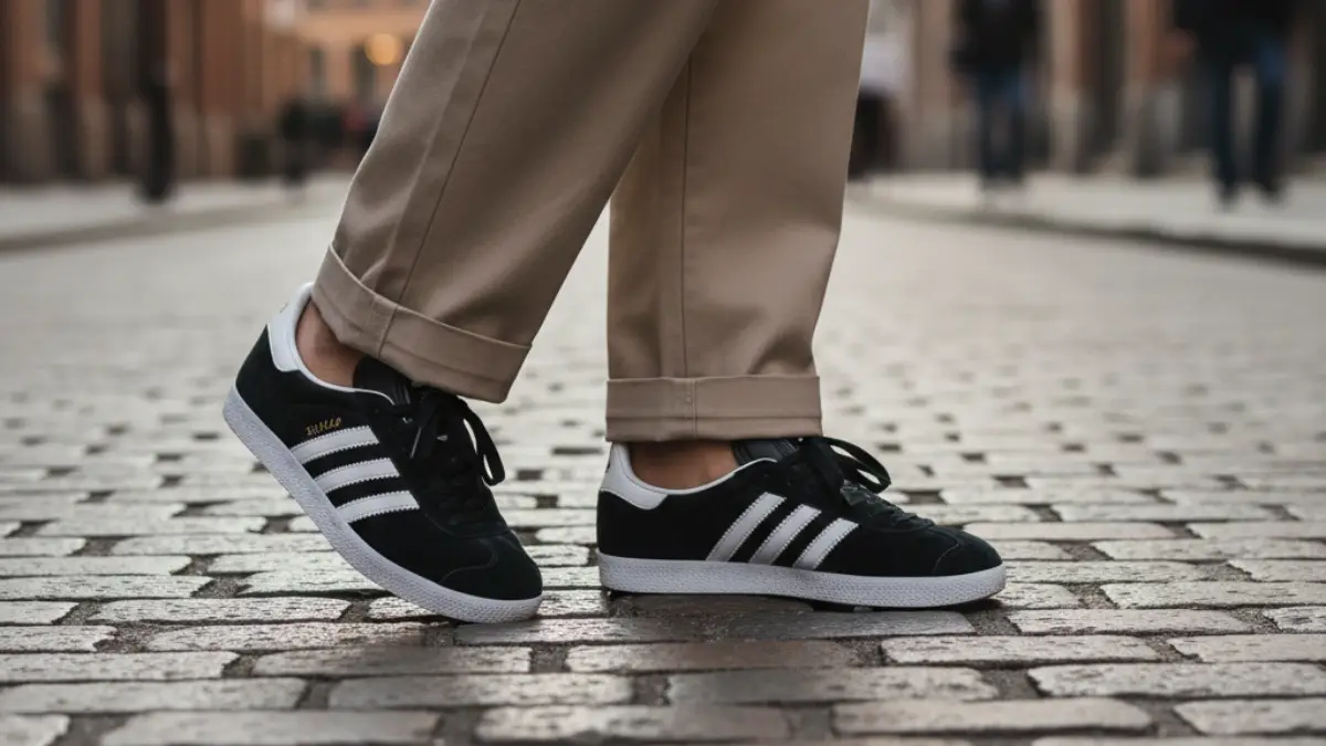 ストリートコーデに合わせたadidasガゼルの着用イメージ画像