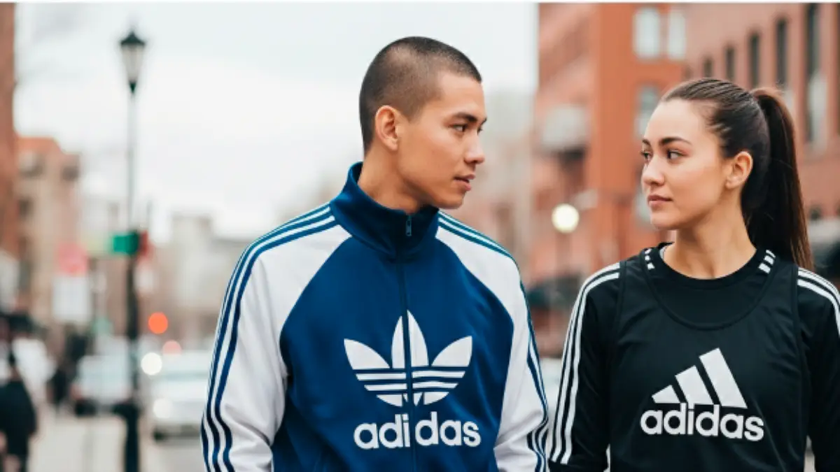 adidas昔のロゴを取り入れたストリートファッション