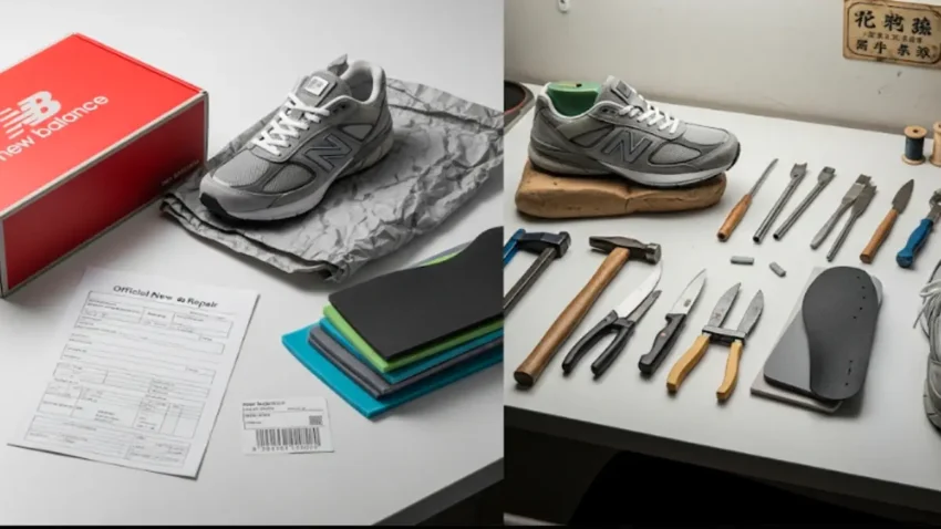 ニューバランスソール交換の公式修理と民間修理の違いを比較したイメージ
