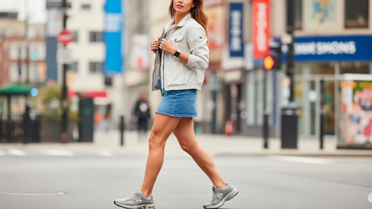 ニューバランス2002Rをミニスカートに合わせたレディースコーデ