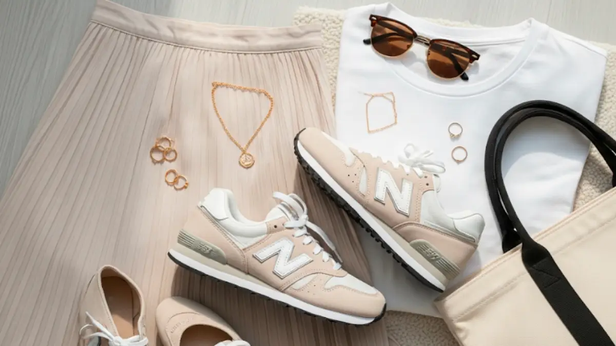 ニューバランス373をかわいく魅せるパステルカラーのコーディネート写真
