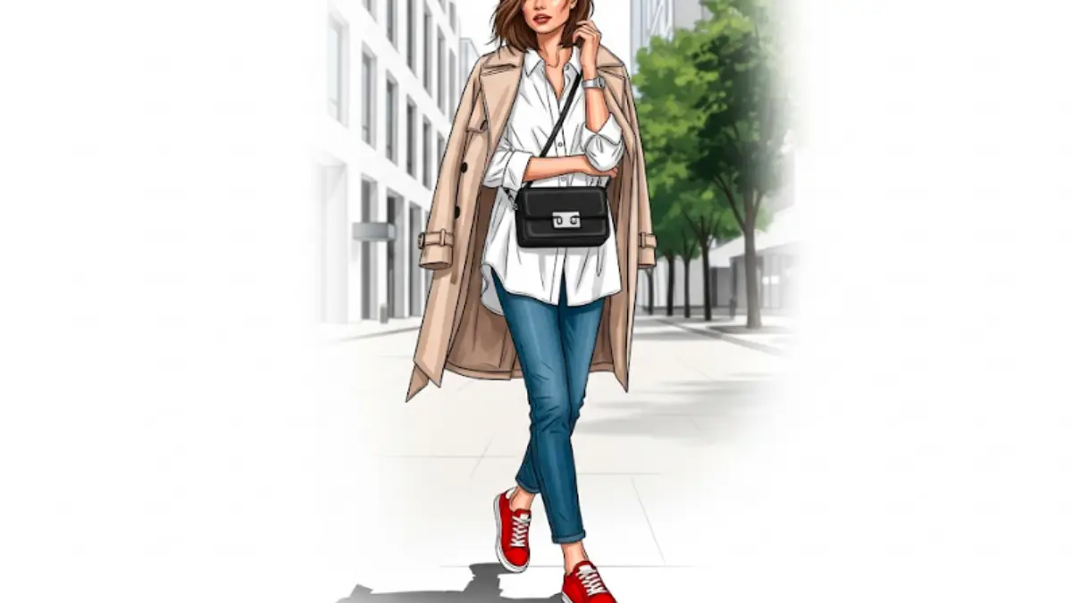 赤スニーカーをおしゃれに履きこなすコーデ例