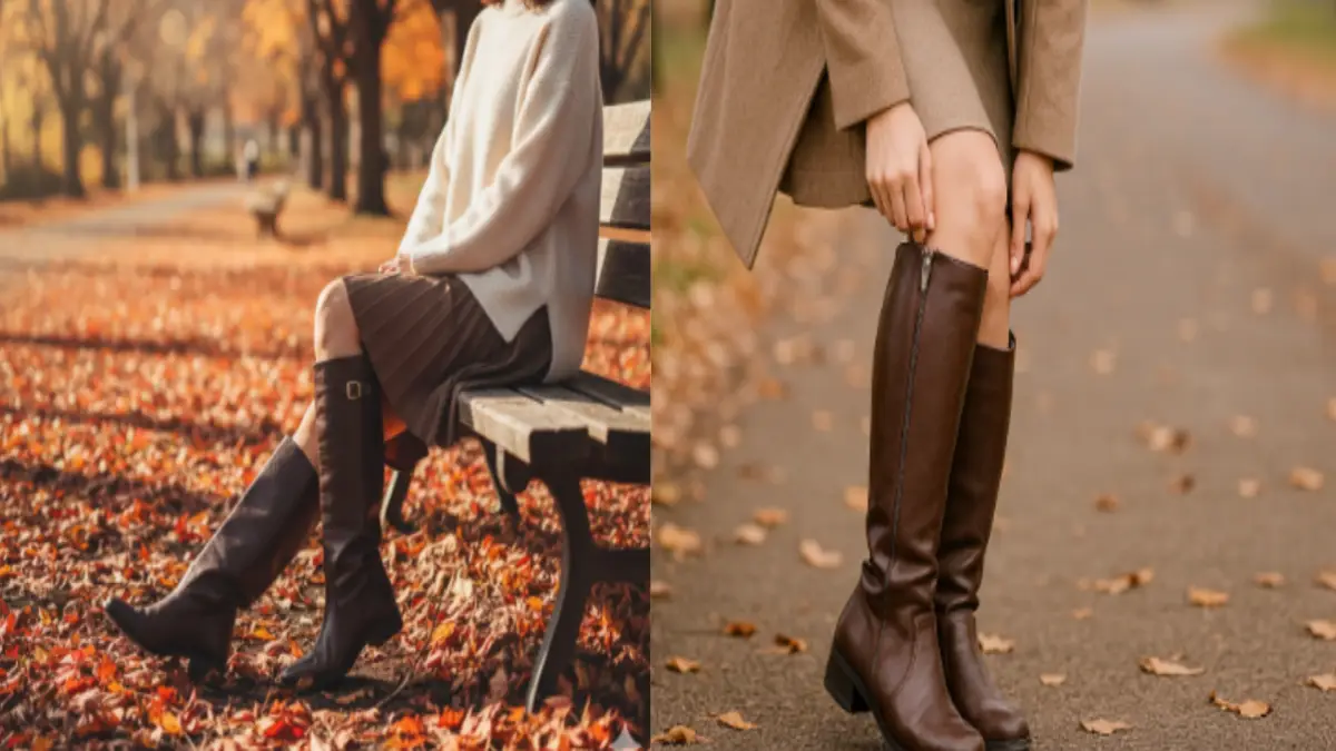 公園のベンチでロングブーツを履いた日本人女性。チャックが閉まらない原因を説明する記事のイメージ写真